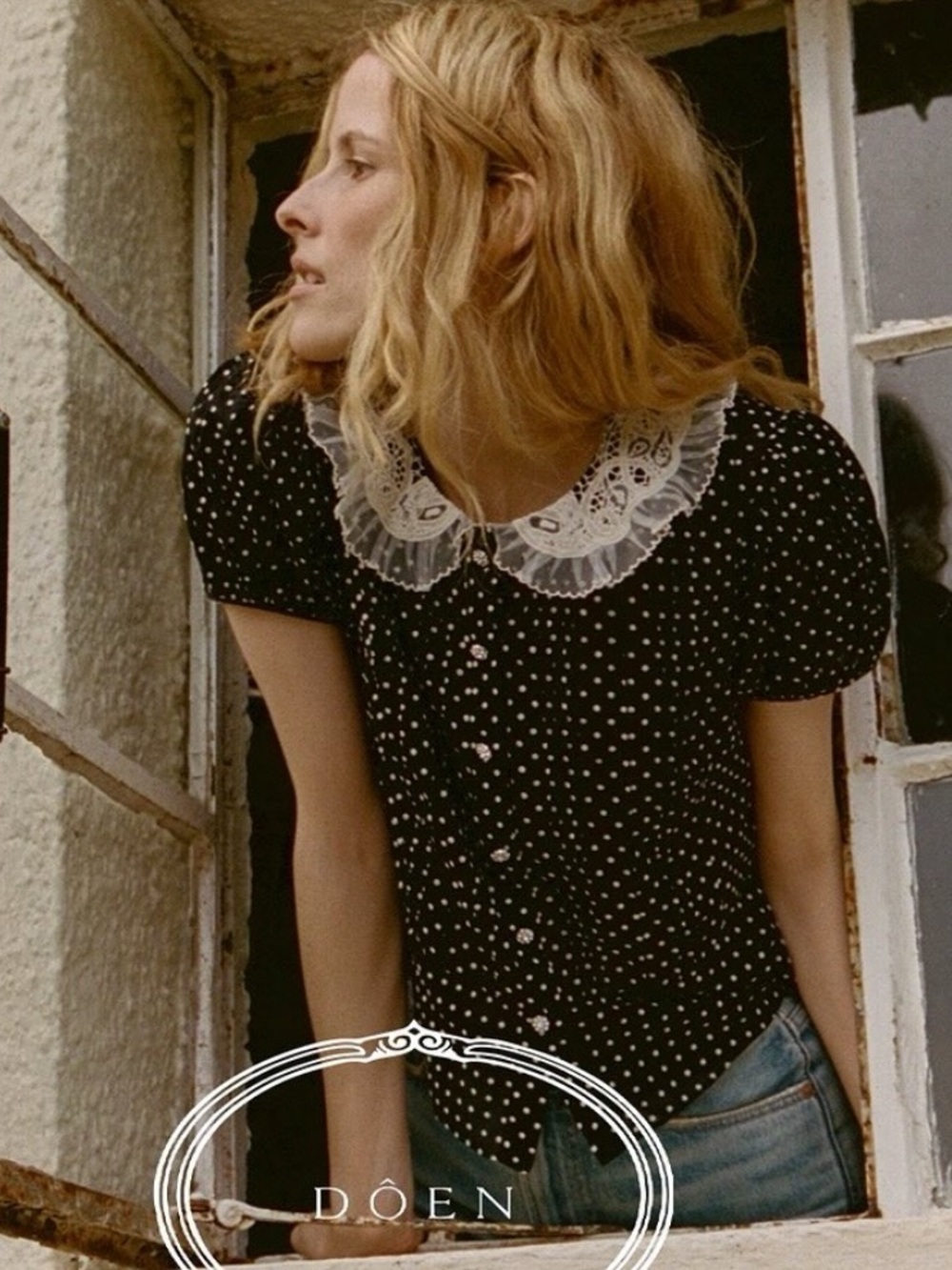 DOEN -Noir Dot- Oleta Top M - Picture 2 of 8